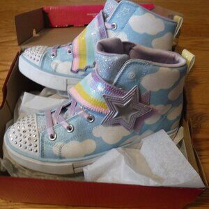 Skechers Kids Girls Twinkle Sparks-Shooting Star Shoes Size 3 Clouds Lights